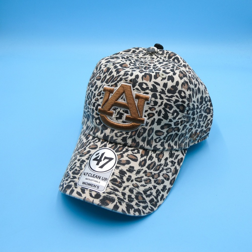 '47 Hat Womens Adjustable Clean Up Auburn Tigers Leopard Print Tan Cotton Cap - Picture 1 of 8